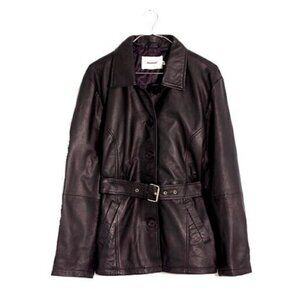 NWT Deadwood Tyra Coat in Black Recycled Leather Belted Jacket 40 L $480